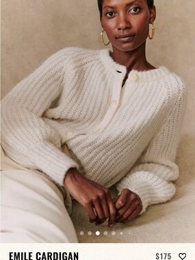 Sezane Emile cardigan in ecru. Size small. NWT. Retails for $175